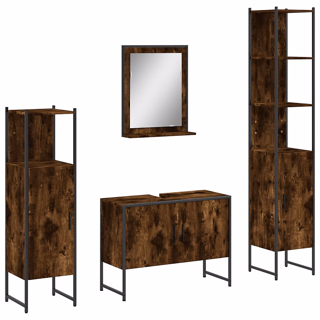 WC – Ensemble d'armoires de salle de bain 4 pcs chêne fumé vidaXL