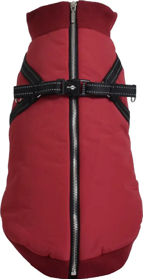 Manteau pour chien coloris bordeaux avec harnais intégré Bobby Easy - Taille 25XS