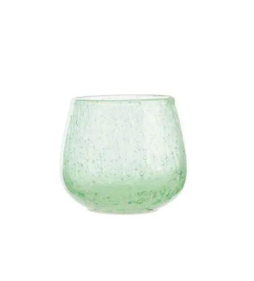 Photophore rond coloris vert en verre - 8,5 x 9 cm