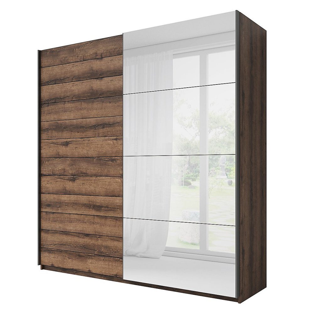Armoire penderie – Armoire design 2 portes 220cm couleur chene foncé. Collection EOS