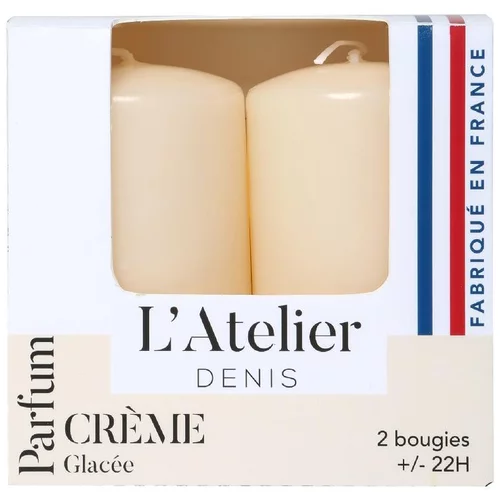 Bougies cylindriques ivoire parfum crème glacée L’Atelier de Denis - L’étui de 2