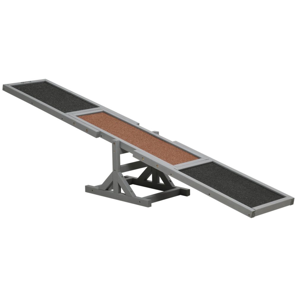 PAWHUT Agility sport pour chien bascule - bascule pour chien - équipement entrainement chien - bois sapin pré-huilé feutre bitumé antidérapant brique gris – Aménagement du jardin