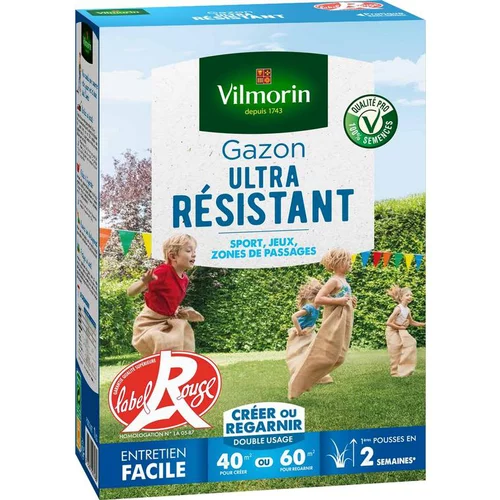 Graines de gazon à semer ultra résistant Label Rouge Vilmorin - 1 kg