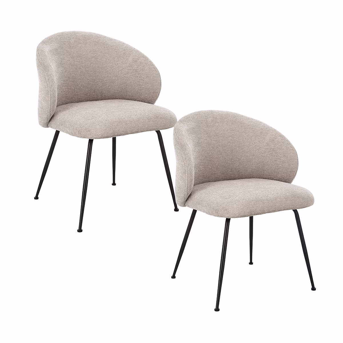 Chaises de salle à manger en tissu chenillé (lot de 2) Gris très clair – LOU