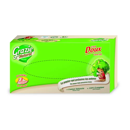 Boîte de mouchoirs 100% recyclés Grazie - 80 mouchoirs