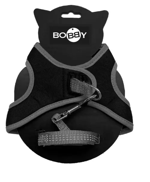 Ensemble sellerie pour chat coloris noir pack harnais et laisse Bobby Safe - Taille XS