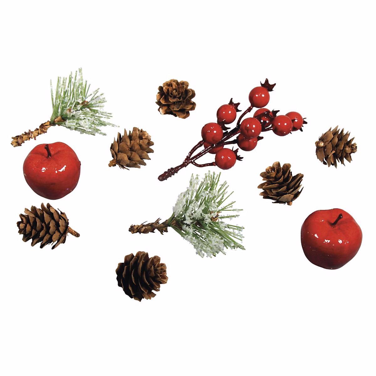 Décorations naturelles automne et Noël – 11 Cônes, pommes et baies