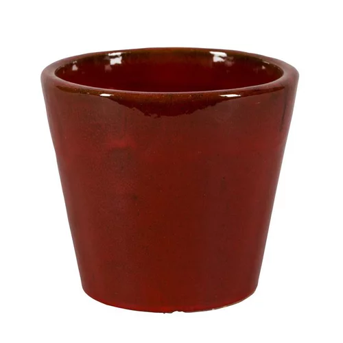 Pot rond Shanghai rouge en grès émaillé - Ø 21 x 19 cm
