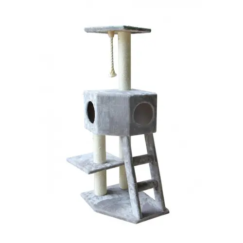 Arbre à chat avec panier et griffoir coloris gris Classic Rover - 120 cm