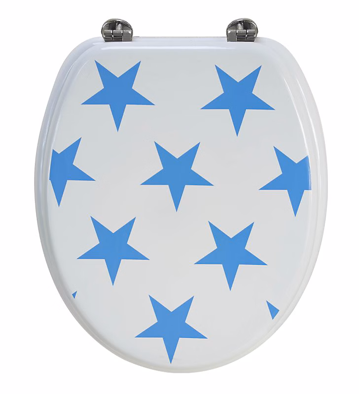 Abattant de toilette en bois compressé MDF Etoiles Bleues Siege WC standard | WC