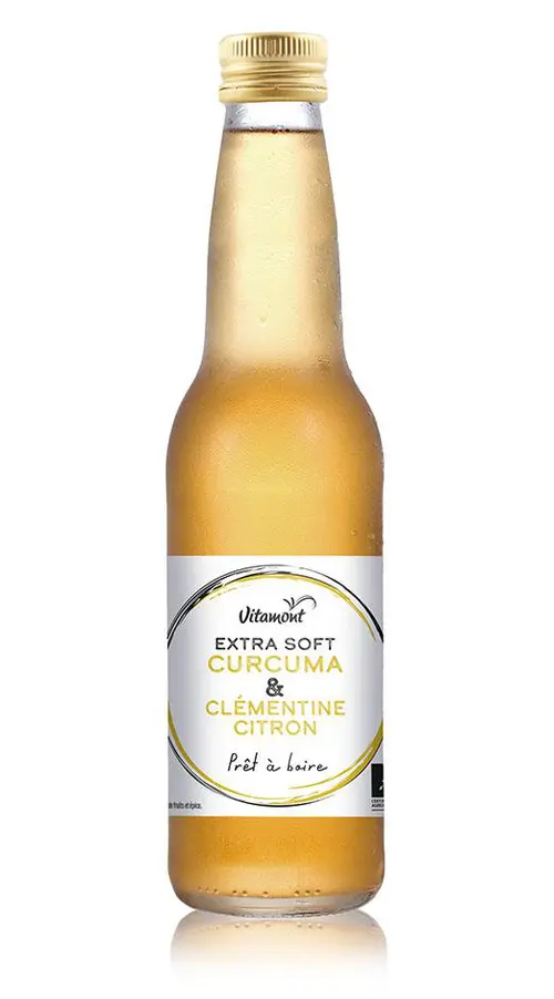 Boisson bio Extra Soft curcuma et clémentine citron Vitamont – 33 cl