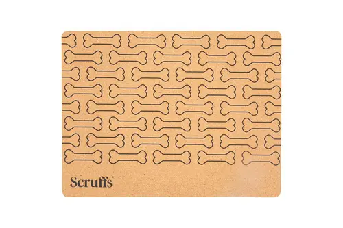 Dessous de gamelle coloris marron en liège motifs os Scruffs – 40 x 30 cm