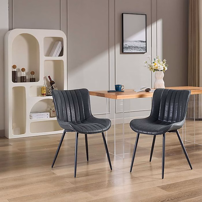 Chaise salle à manger – – Velours | Noir/Gris | Design contemporain | Intérieur | lot de 2