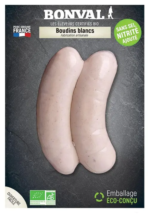 Boudins blancs nature bio Bonval x 2 – 200 g