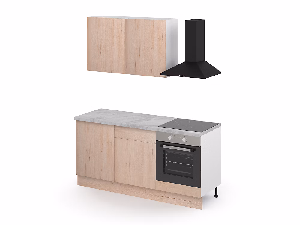 Cuisine complète GoodHome Palma effet chêne brut 2 caissons hauts + 3 bas sans électroménager l.80 cm – Réf. ORFIZDNCS2643931434