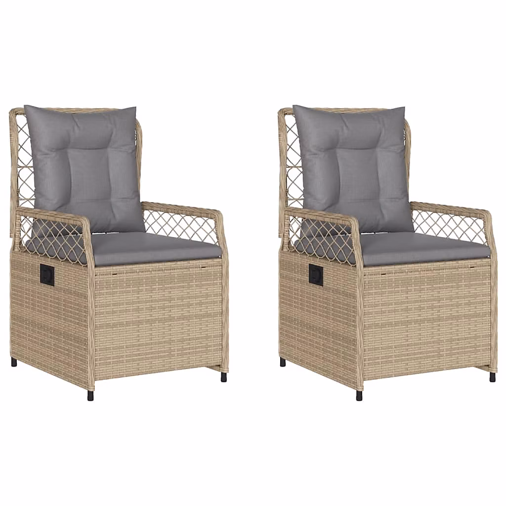 Chaises inclinables de jardin beige résine tressée vidaXL – lot de 2