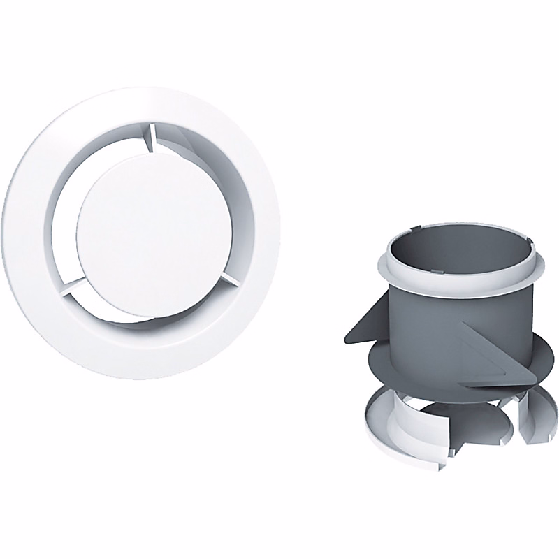 Bouche VMC plastique blanc extraction à cône fixe BS BC avec manchette placo – Diamètre (mm) 80