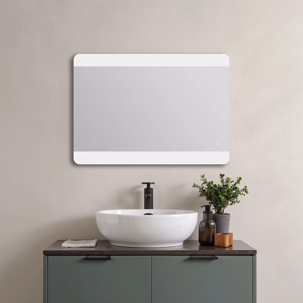 Miroir de salle de bains lumineux LED – argenté l.100 x H.70 cm, MPGlass Vague
