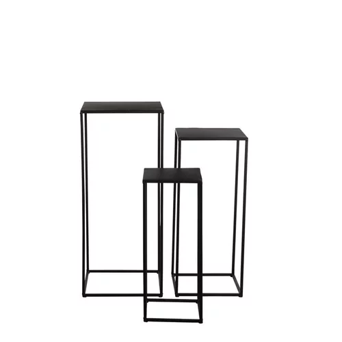 Sellette coloris noir en métal plateau carré - 20 x 20 x 50 cm
