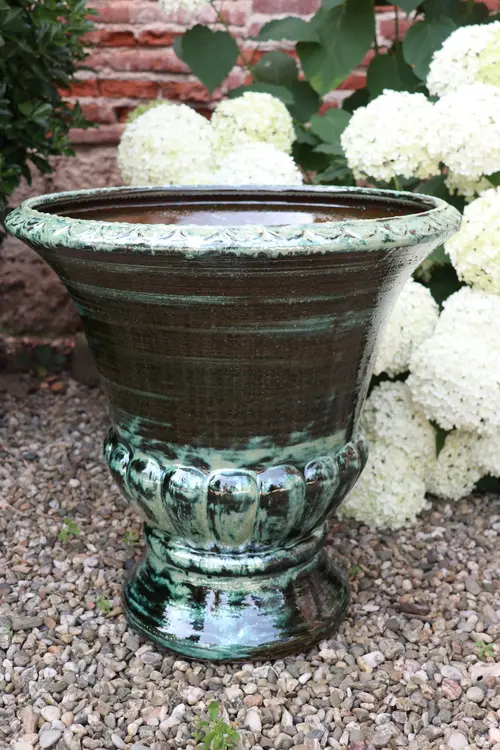 Pot rond en terre émaillée coloris jade Les Poteries d'Albi Médicis - Ø 49 x H 51 cm
