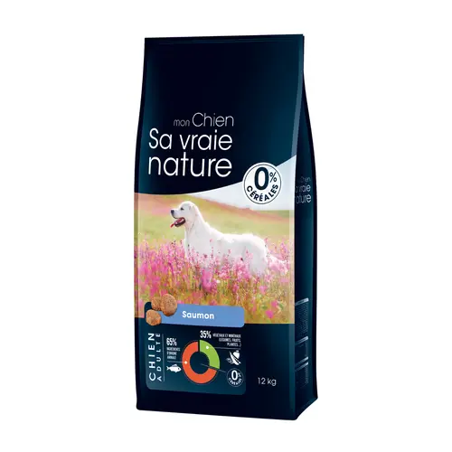Croquettes sans céréales pour chien adulte au saumon et au hareng Sa Vraie Nature - 12 kg