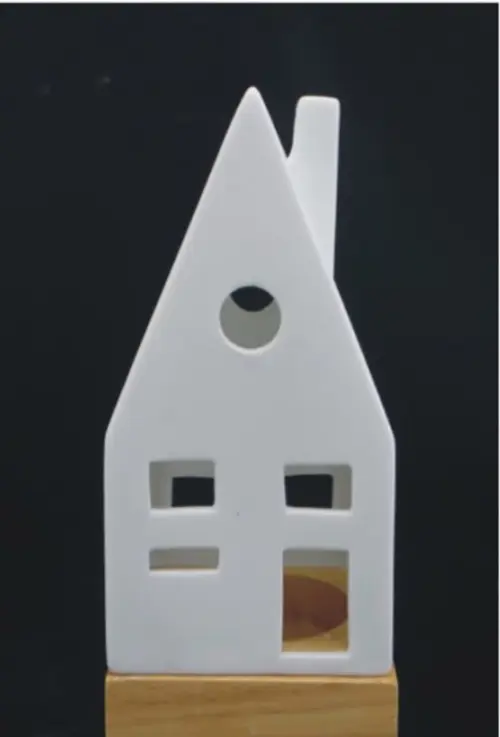 Photophore forme maison en céramique blanche taille S - Ø 6,5 x H 13,5 cm