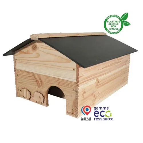Abri pour hérisson XXL en bois pin douglas Natures Market - 61,5 x 42 x 32 cm
