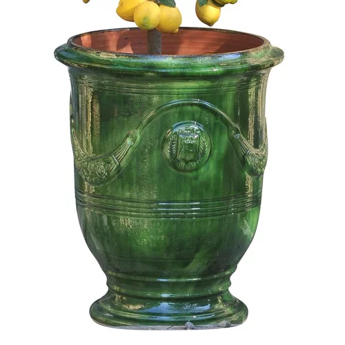 Vase Anduze tradition vert en terre cuite émaillée H 80 x Ø 66 cm