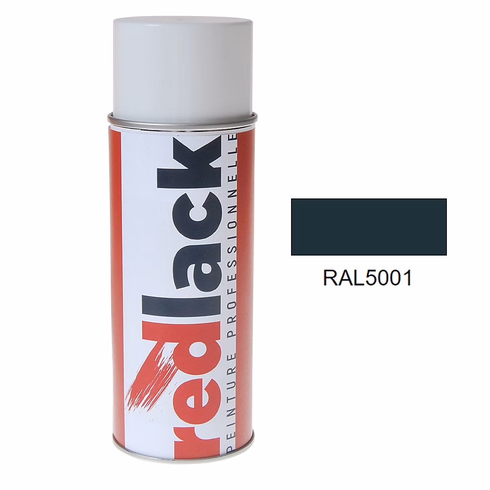 Bombe de peinture Aérosol – spray, 400ml, RAL 5001 Bleu vert, Satiné, multisupport, Redlack, RAL5001