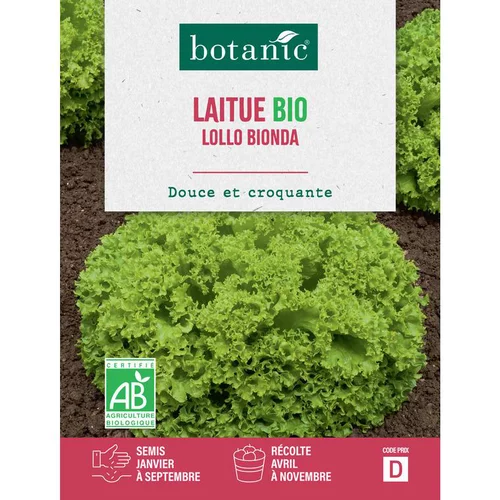 Graines de laitue lollo bionda bio botanic® - graines à semer