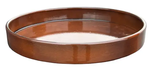 Soucoupe pour pot évasé coloris marron en métal recyclé - 28 x 28 x 3,25 cm