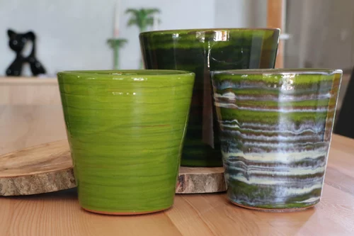 Pot en terre cuite émaillée vert Forêt Les Poteries d’Albi Odyssée - Ø 18 x H 18 cm
