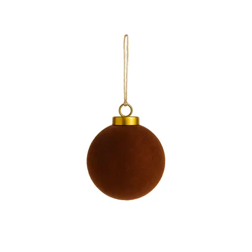 Boule ronde en verre velours brun - Ø 8 cm