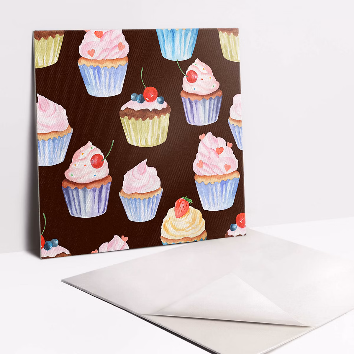 Carreaux vinyle Tulup 30 × 30 cm Cupcakes de dessins animés 9 pcs