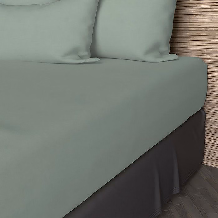 Drap housse en coton 57 fils 140 × 190 cm UNI vert d'eau – par Soleil d'ocre