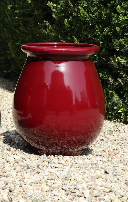 Pot jarre en terre émaillée coloris cerise Les Poteries d'Albi Jarre Provençale - Ø 35 x H 51 cm