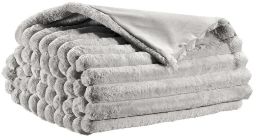 Plaid Alice coloris gris en coton - 130 x 160 cm