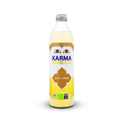 Kombucha au jus de gingembre. La bouteille de 500 ml