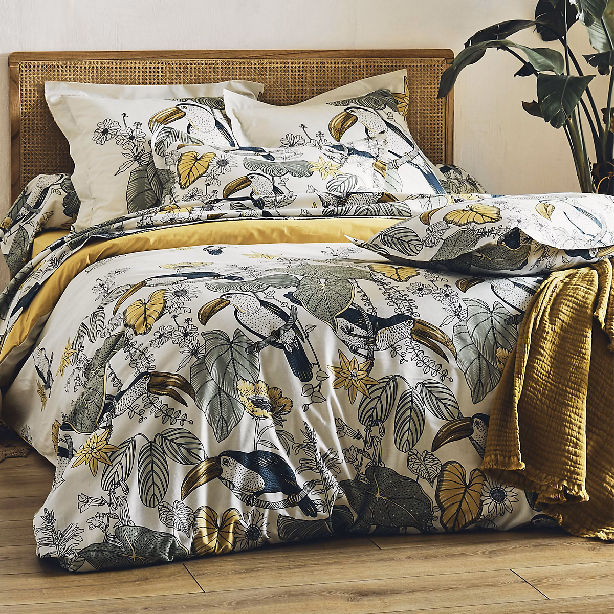 Ensemble drap plat et 2 taie Toco (240 × 310 cm – Kaki)