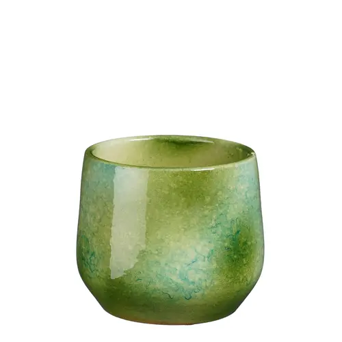 Pot rond coloris vert en terre cuite Hugo Mica Decorations - 13,5 x Ø 16 cm