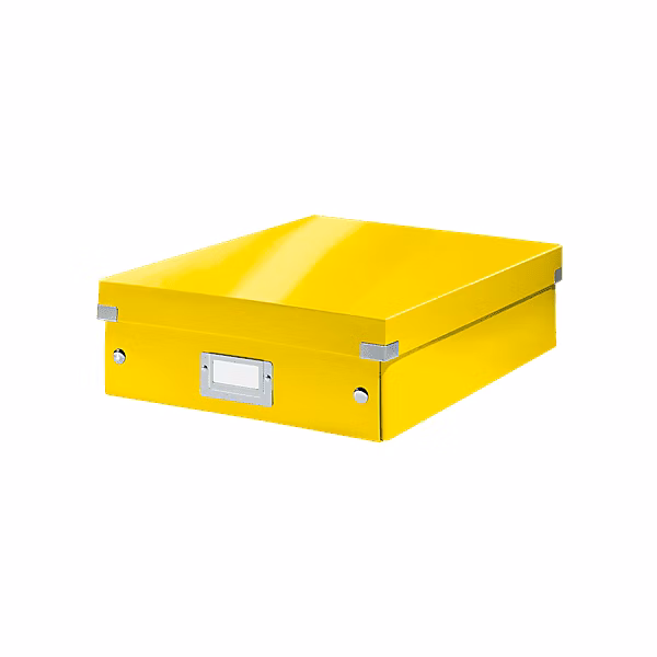 Boîte carton compartimentée multi usages avec couvercle – Jaune