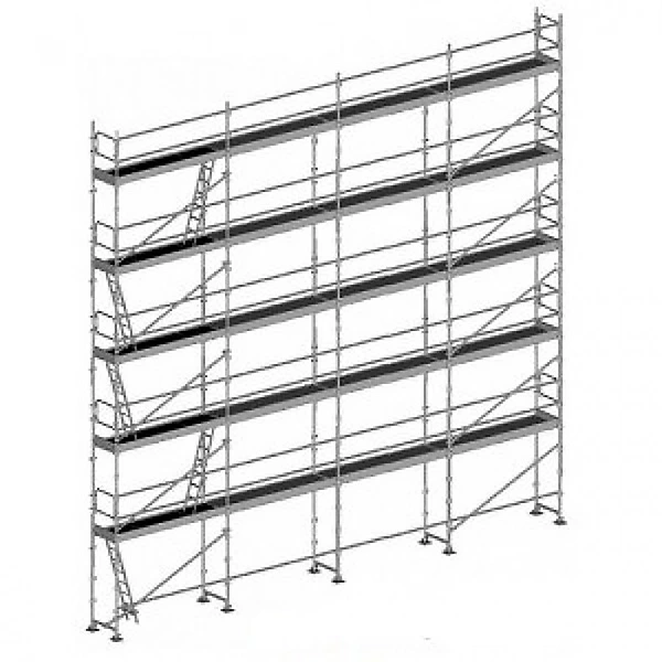 Echafaudage fixe de façade 156m² – Structure + Planchers + Plinthes + Lisses, DUO156-SPP