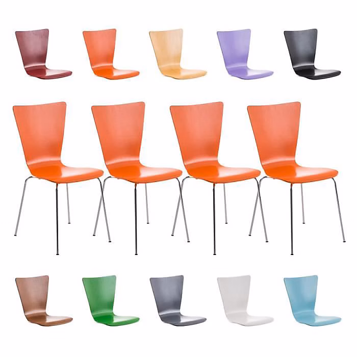CLP Set de 4 chaises AARON empilables – siège ergonomique en bois
