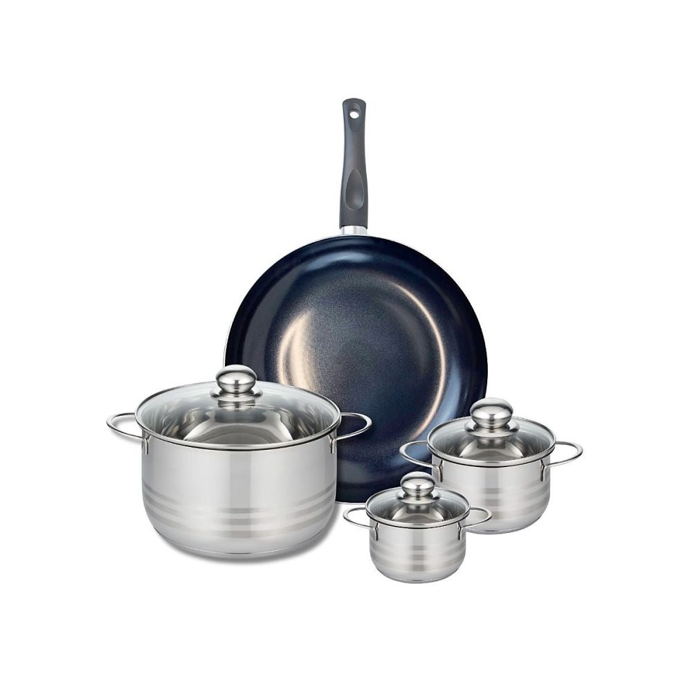 Ensemble de 1 Poêle de cuisson 32 cm et 3 faitouts 12 – 14 et 24 cm Elo Prima Brillant