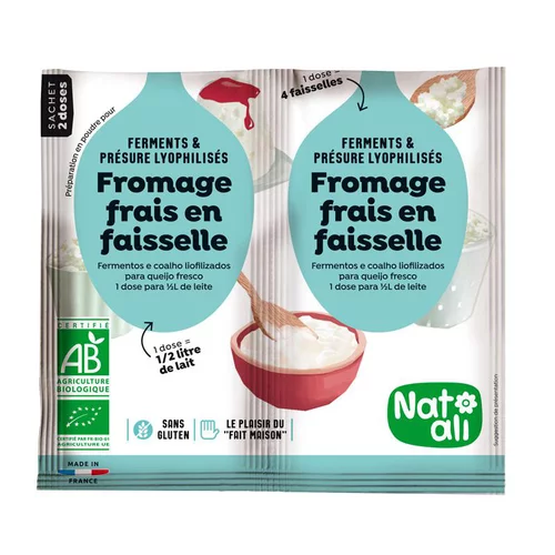 Ferment pour fromage frais en faisselle bio Natali en sachet - 2 x 60 g