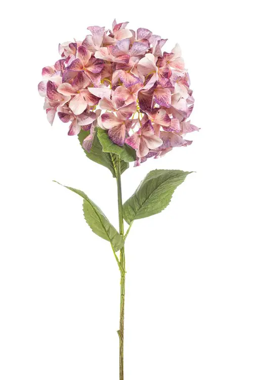 Tige d’Hortensia artificiel XL pêche et violet - Ø 27 x H 90 cm