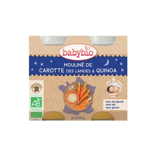 Mouliné de carotte des Landes et quinoa bonne nuit Babybio 2 x 200 g