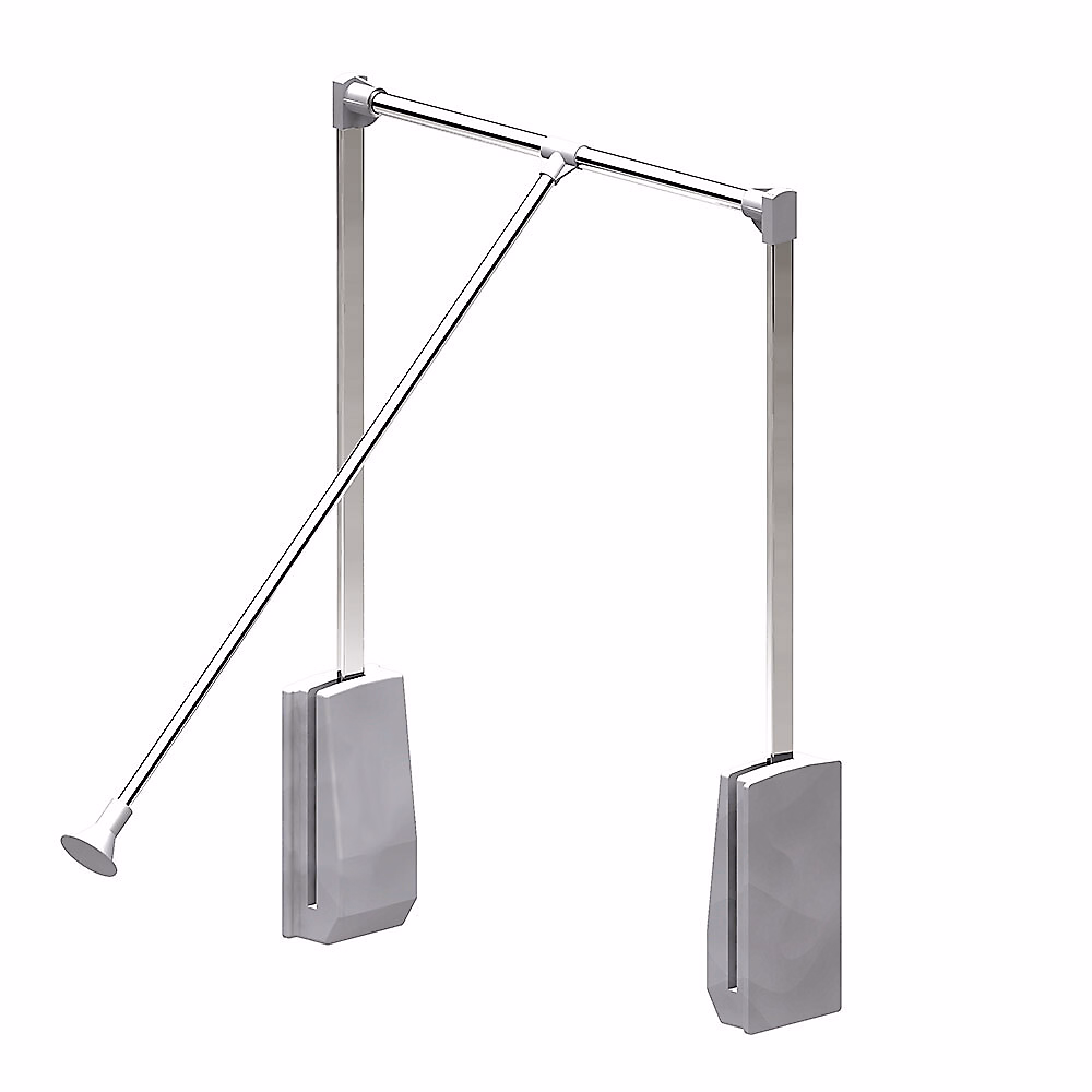 Elévateur de penderie escamotable en acier – boîtier argent, largeur dressing 920-1240 mm