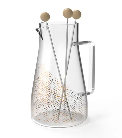 Carafe à sangria et vin chaud en verre transparent à motifs multicolores - Ø 18 x H 25 cm