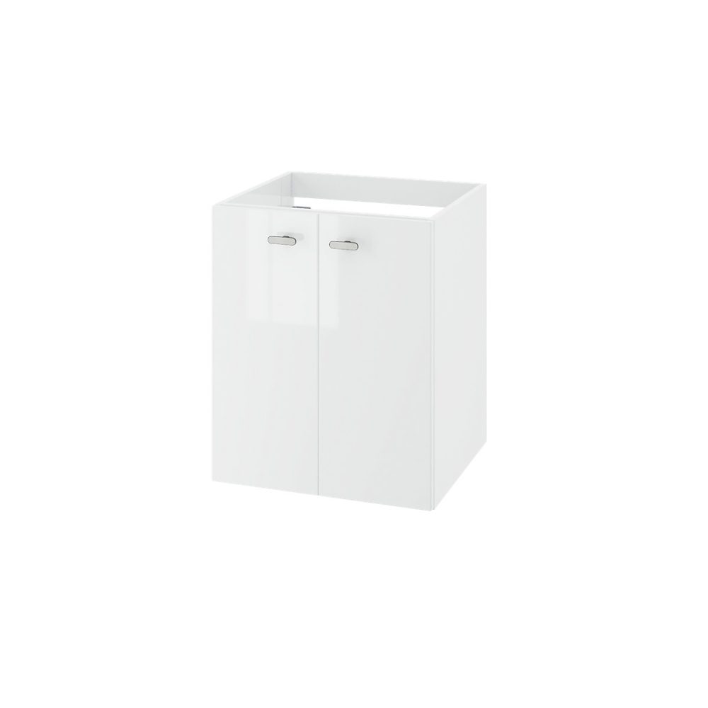 Meuble de salle de bains – Meuble sous vasque suspendu blanc brillant 2 portes l.50 x H.60 x P.45 cm GoodHome Imandra